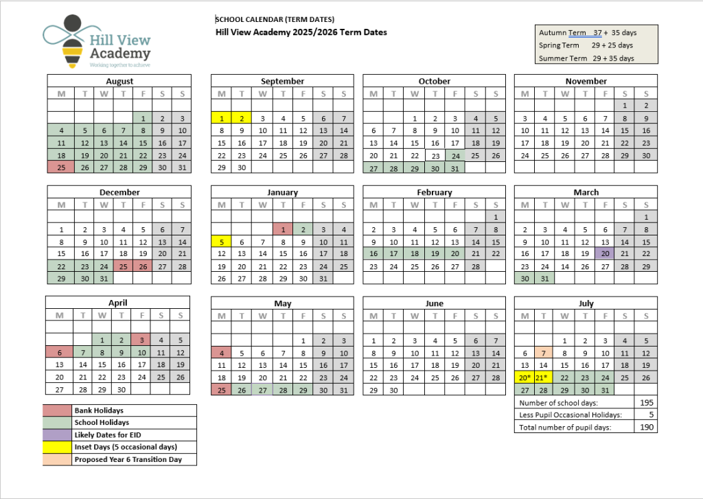 Term dates | Hill View Academy